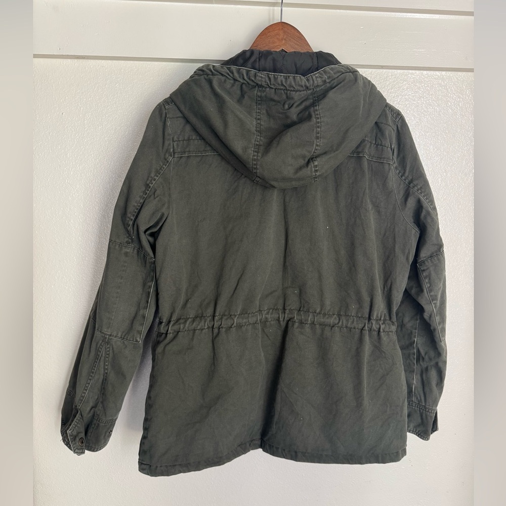 Lucky Brand Women’s Utility Jacket Olive Green Hooded Anorak Coat L - Picture 10 of 13